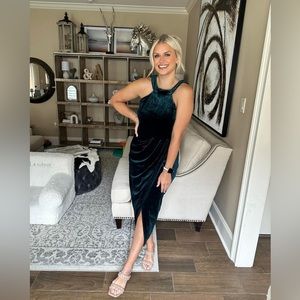 BRAND NEW emerald green velvet dress
